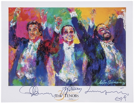 1996-97 "The Three Tenors" Multi-Signed 24x31 LeRoy Neiman Color Print Signed By Placido Domingo, Jose Carreras & Luciano Pavarotti (JSA)